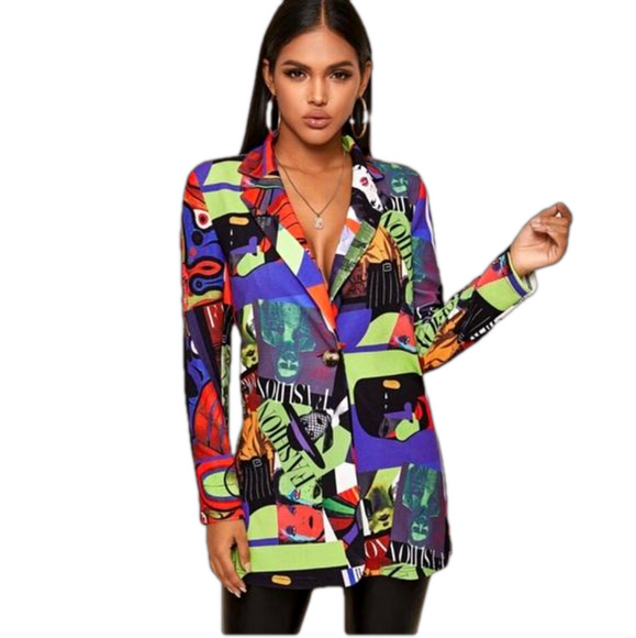 Multicolour magazine patchwork blazer - Picture 3 of 7